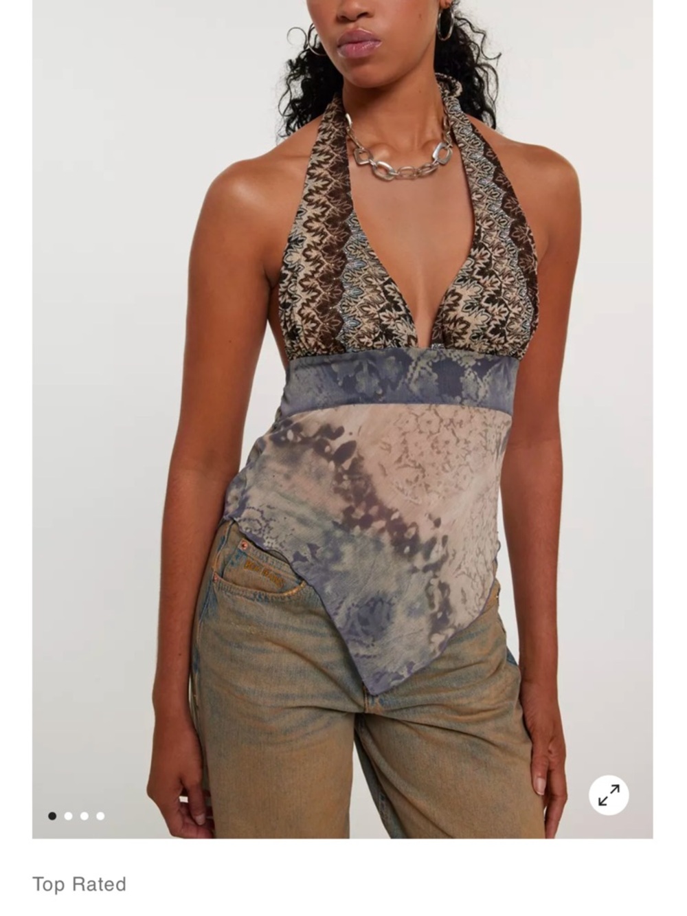 silence + noise Brown and Blue Patchwork Halter Camisole